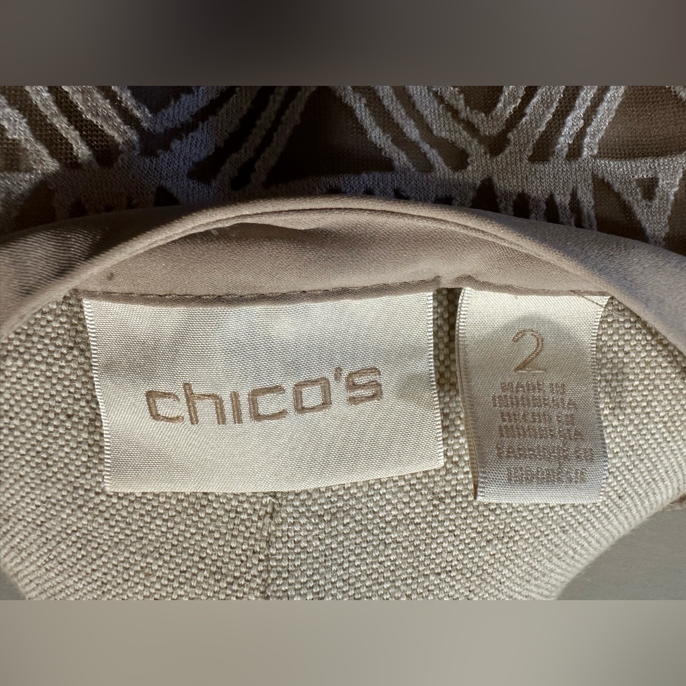 Chico’s Women’s Boho Lace Panel Tunic Top - Taupe/Cream- size 2 - Picture 4 of 5